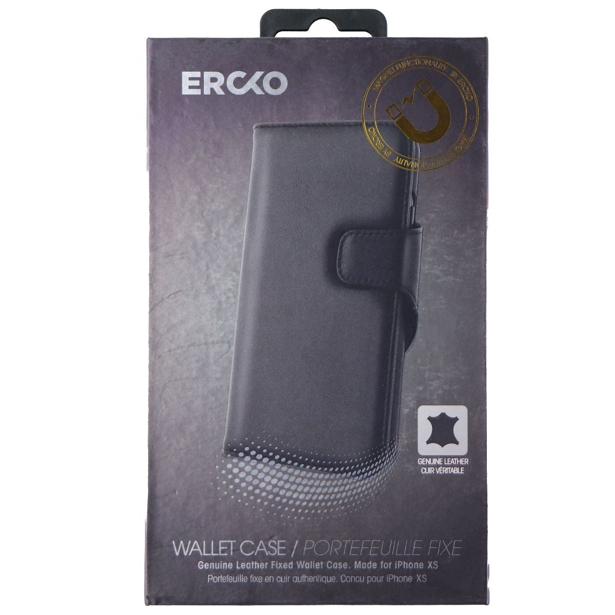 Ercko Genuine Leather Wallet Case for iPhone Xs and iPhone X - Black Cell Phone - Cases, Covers & Skins Ercko - Simple Cell Bulk Wholesale Pricing - USA Seller