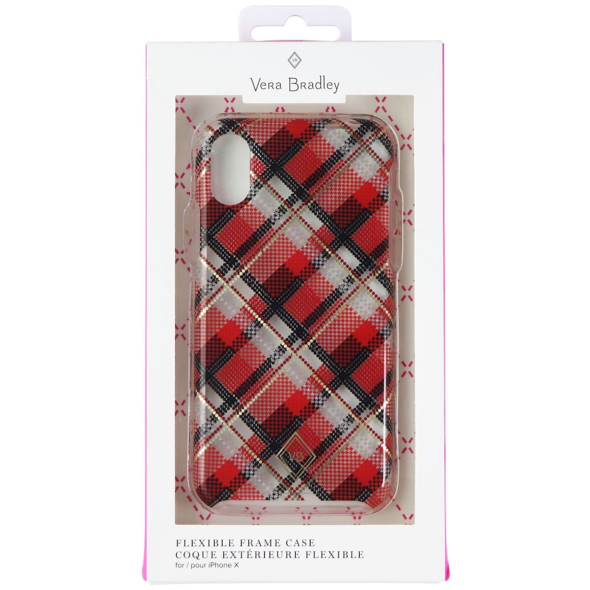 Vera Bradley Flexible Frame Case for Apple iPhone XS / iPhone X - Red Grid Cell Phone - Cases, Covers & Skins Vera Bradley - Simple Cell Bulk Wholesale Pricing - USA Seller