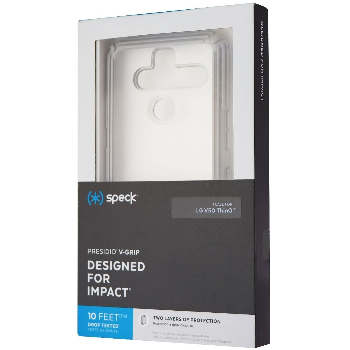 Speck Presidio V-Grip Series Hard Case for LG V50 ThinQ - Clear / Gray Cell Phone - Cases, Covers & Skins Speck - Simple Cell Bulk Wholesale Pricing - USA Seller