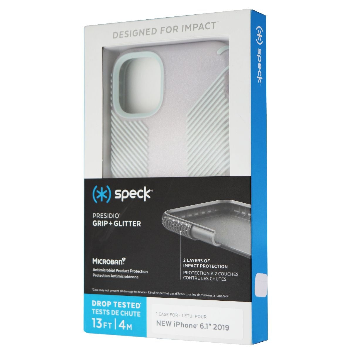 Speck Presidio Grip + Glitter for Apple iPhone 11 - Whitestone Grey Glitter/Blue Cell Phone - Cases, Covers & Skins Speck - Simple Cell Bulk Wholesale Pricing - USA Seller