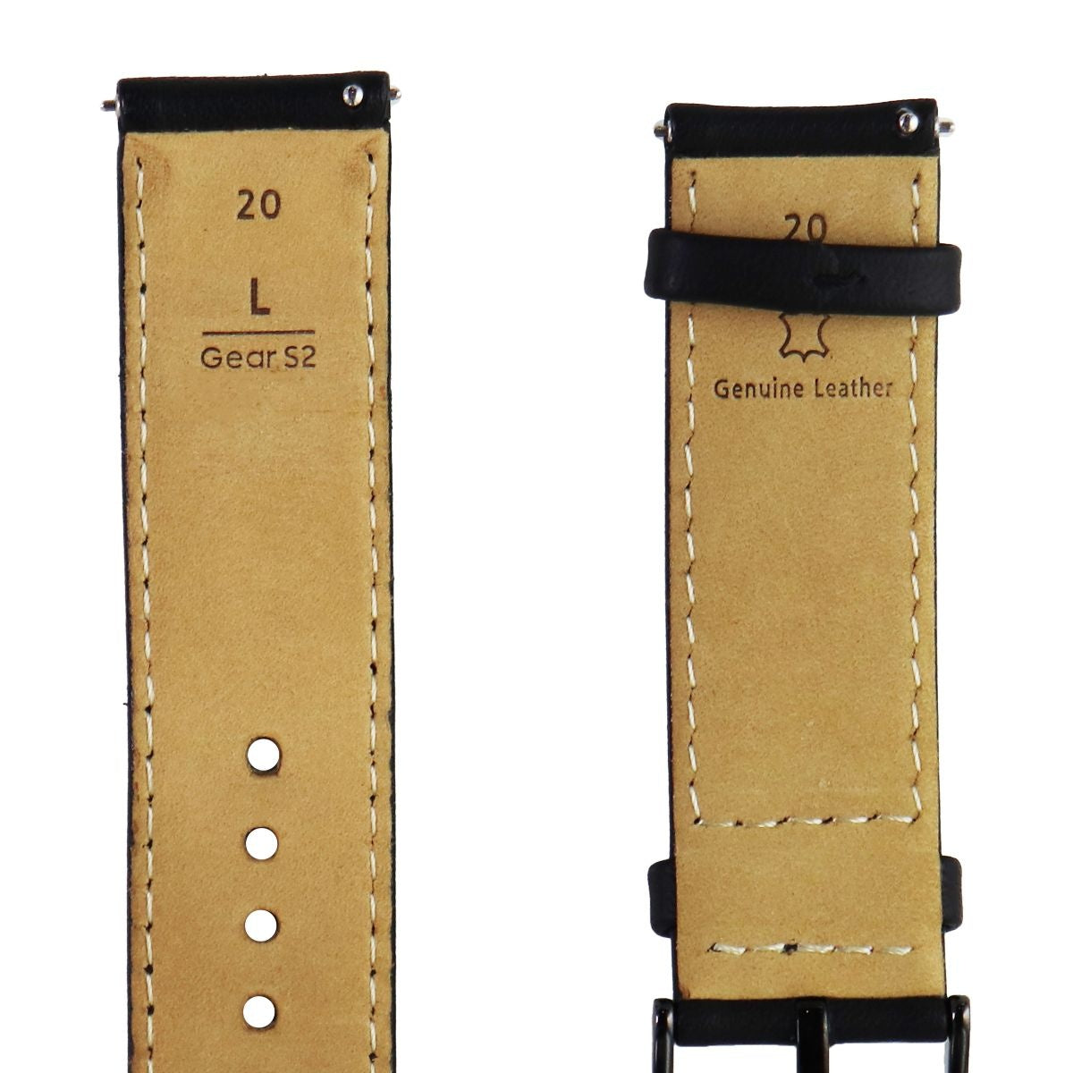 Samsung 20mm Leather Band for Gear S2 Classic - Black Leather/Large Smart Watch Accessories - Watch Bands Samsung - Simple Cell Bulk Wholesale Pricing - USA Seller