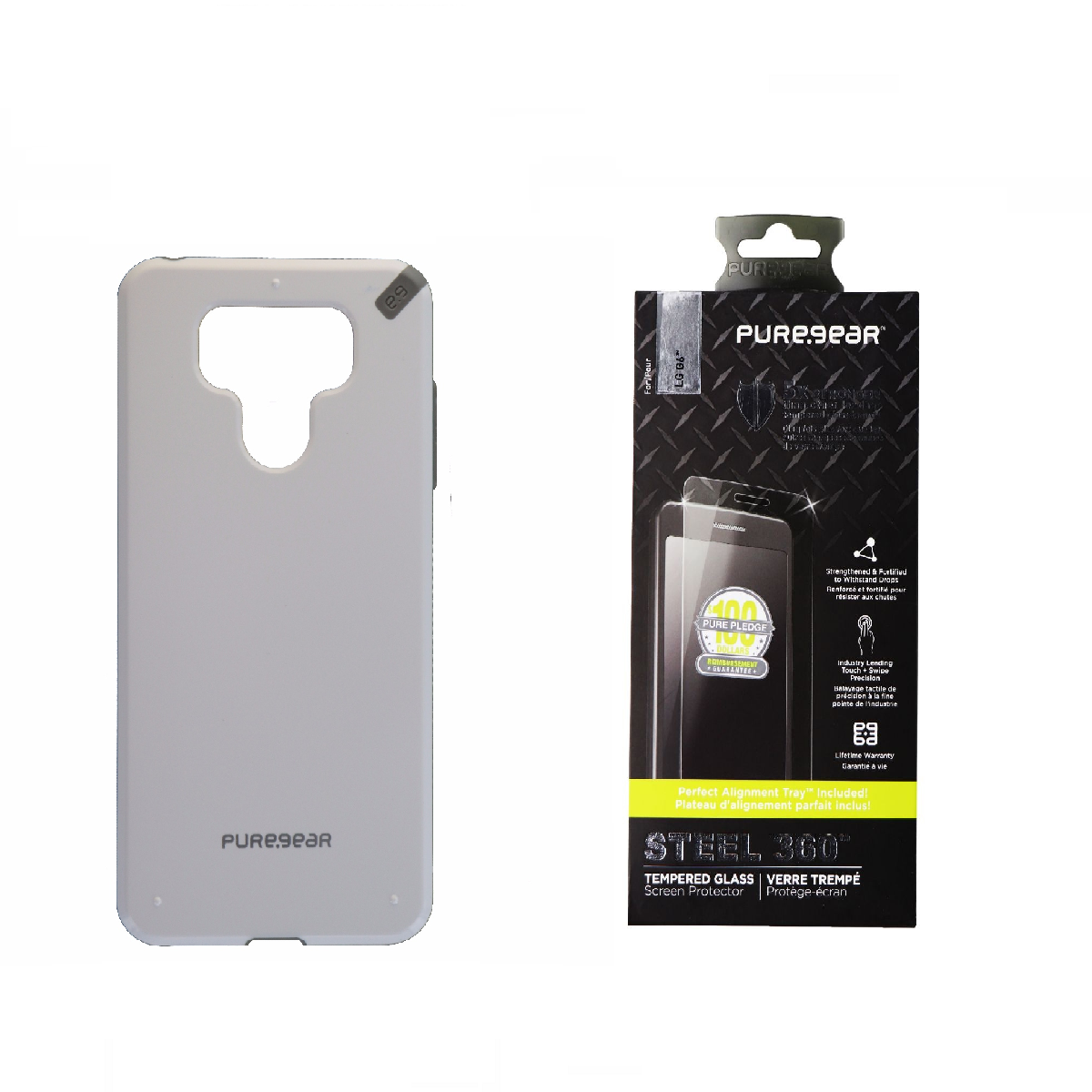 PureGear White / Gray Slim Shell Case + Steel 360 Screen Protector KIT for LG G6 Cell Phone - Cases, Covers & Skins PureGear - Simple Cell Bulk Wholesale Pricing - USA Seller