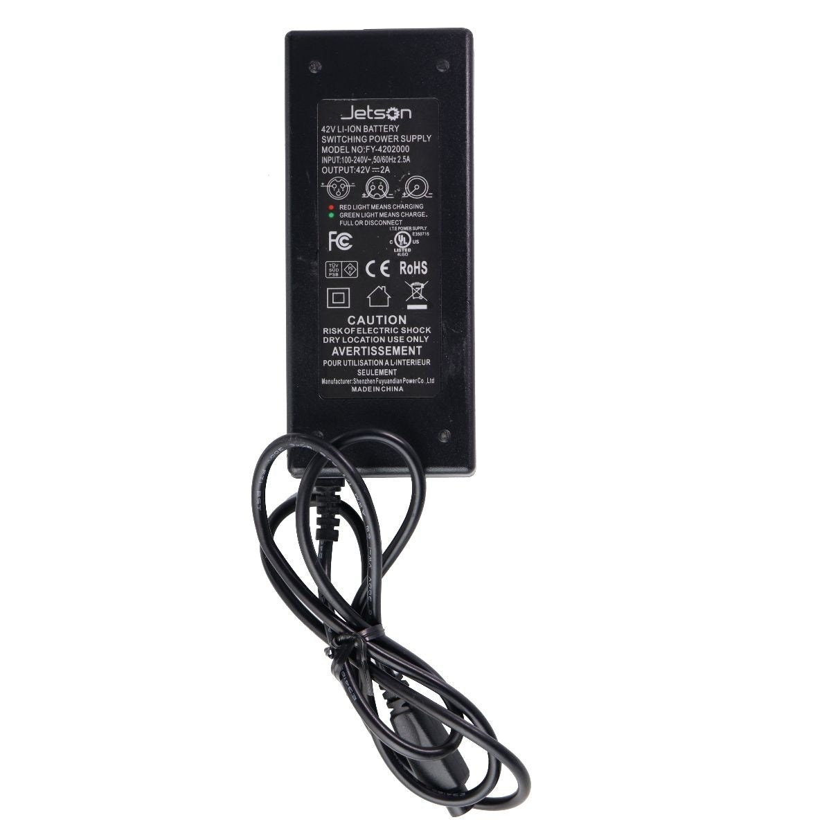 Jetson 42V Li-ion Battery Charger - Black (FY-4202000) Cell Phone - Chargers & Cradles Jetson - Simple Cell Bulk Wholesale Pricing - USA Seller