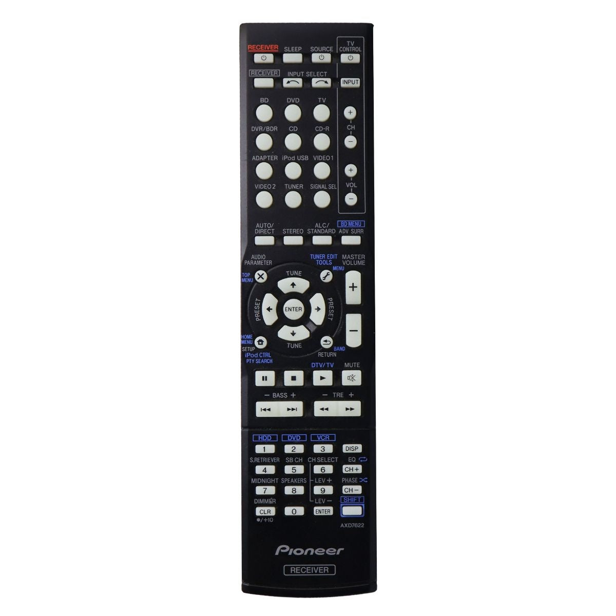 Pioneer Remote Control (AXD7622) for Select Pioneer AV Receivers - Black TV, Video & Audio Accessories - Remote Controls Pioneer - Simple Cell Bulk Wholesale Pricing - USA Seller