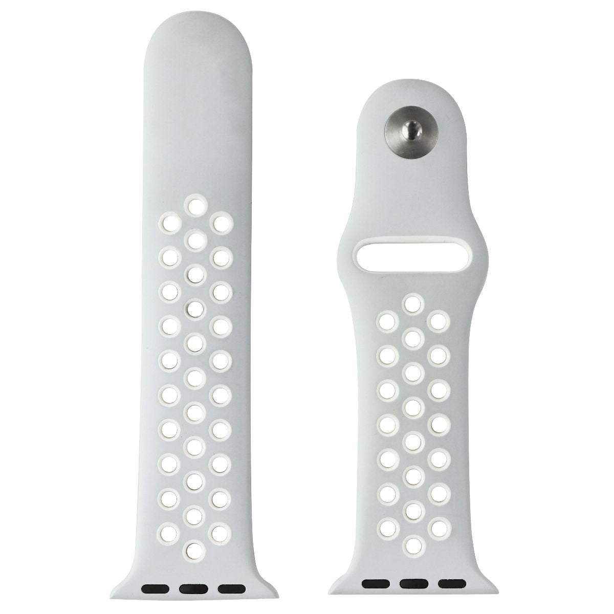 Apple 42mm Nike Band for Apple Watch 42/44/45mm - Flat Silver/White (S/M Only) Smart Watch Accessories - Watch Bands Apple - Simple Cell Bulk Wholesale Pricing - USA Seller