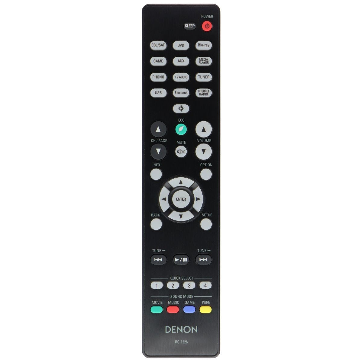 Denon OEM Remote Control (RC-1226) for Select Denon Receivers - Black TV, Video & Audio Accessories - Remote Controls Denon - Simple Cell Bulk Wholesale Pricing - USA Seller