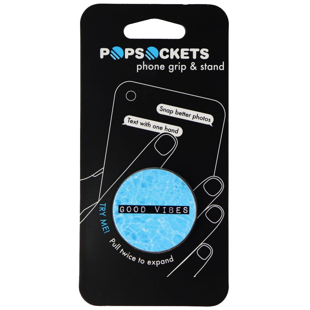 PopSockets Collapsible Grip & Stand for Phones & Tablets - Good Vibes / Water Cell Phone - Mounts & Holders PopSockets - Simple Cell Bulk Wholesale Pricing - USA Seller