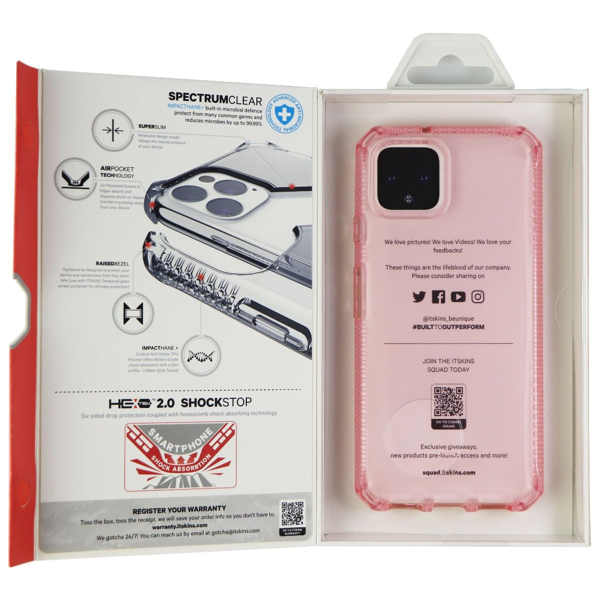ITSKINS Spectrum Clear Drop Protection Case for Google Pixel 4 - Light Pink Cell Phone - Cases, Covers & Skins ITSKINS - Simple Cell Bulk Wholesale Pricing - USA Seller