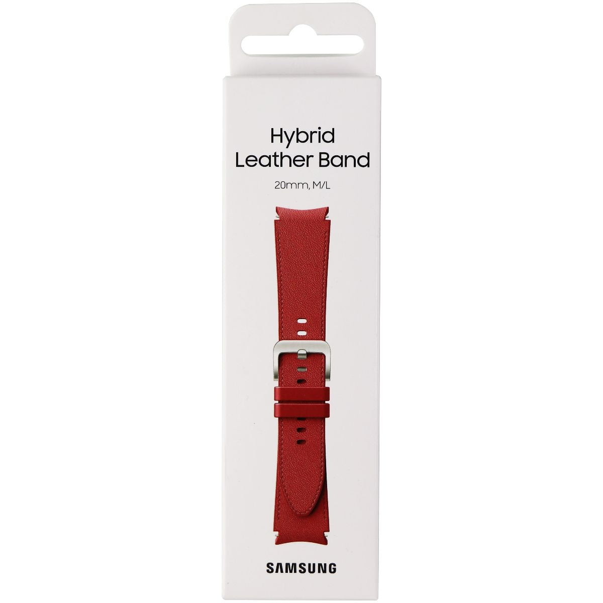 Samsung Hybrid Leather Band for Galaxy Watch4 & Later (20mm) M/L - Red Smart Watch Accessories - Watch Bands Samsung - Simple Cell Bulk Wholesale Pricing - USA Seller