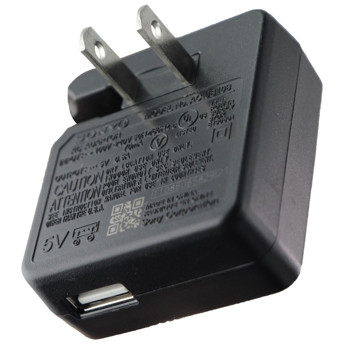 Sony (5V/0.5A) Single Port USB Wall Charger - Black (AC-UB10B) Cell Phone - Chargers & Cradles Sony - Simple Cell Bulk Wholesale Pricing - USA Seller