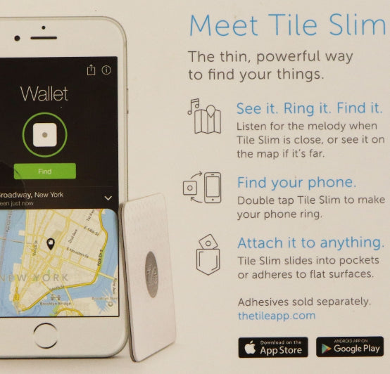 4 PACK Tile Slim (4 Tiles) Find Your Wallet, Phone, Anything Locator - White OEM GPS Accessories & Tracking - Tracking Devices Tile - Simple Cell Bulk Wholesale Pricing - USA Seller