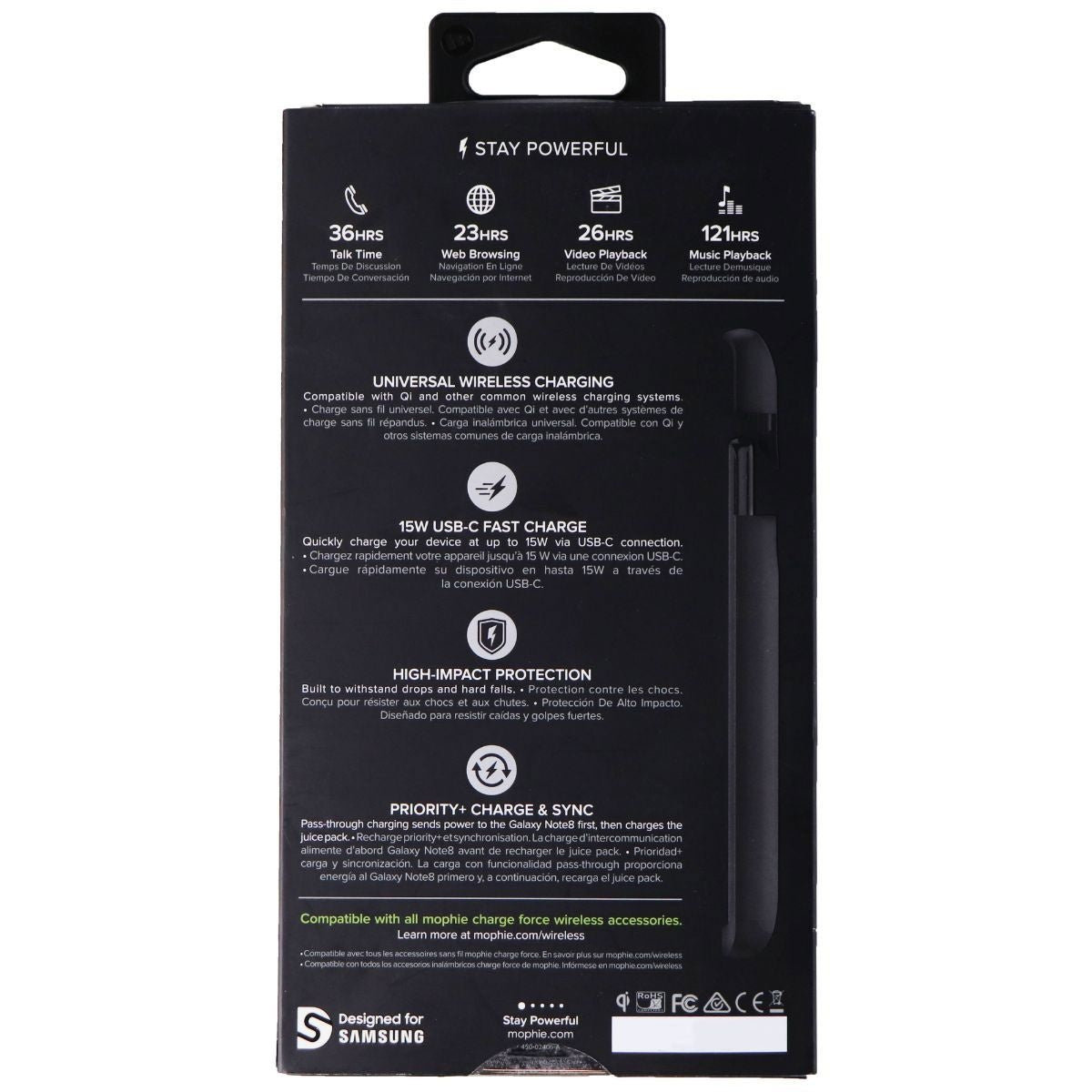 Mophie Juice Pack Protective Battery Case for Samsung Galaxy Note 8 - Black Cell Phone - Cases, Covers & Skins Mophie - Simple Cell Bulk Wholesale Pricing - USA Seller