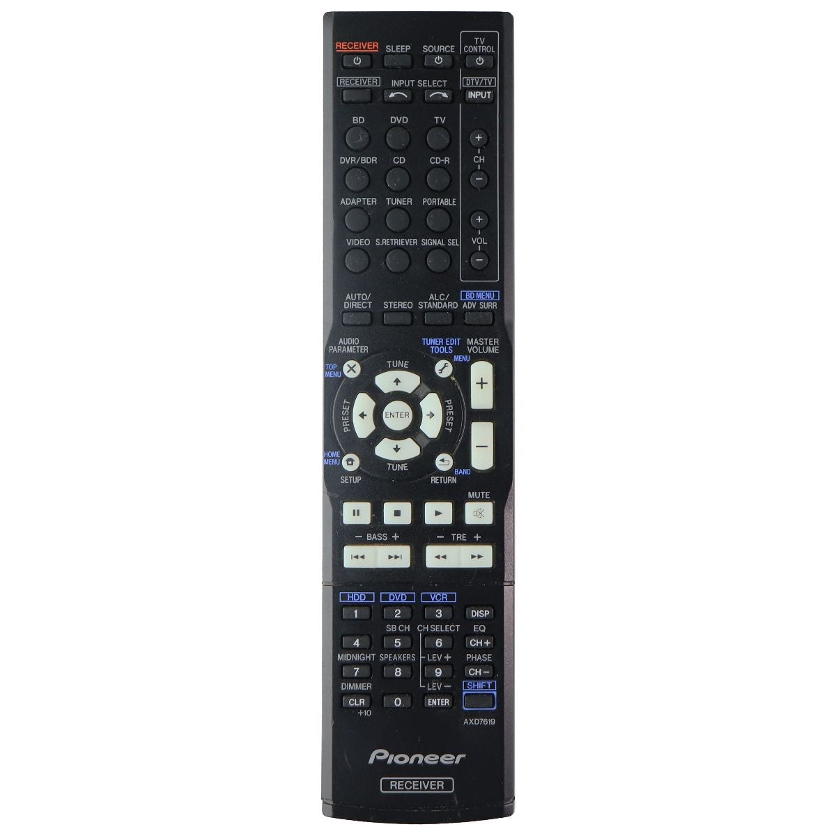 Pioneer OEM Remote Control for Select Pioneer Receivers - Black (AXD7619) TV, Video & Audio Accessories - Remote Controls Pioneer - Simple Cell Bulk Wholesale Pricing - USA Seller