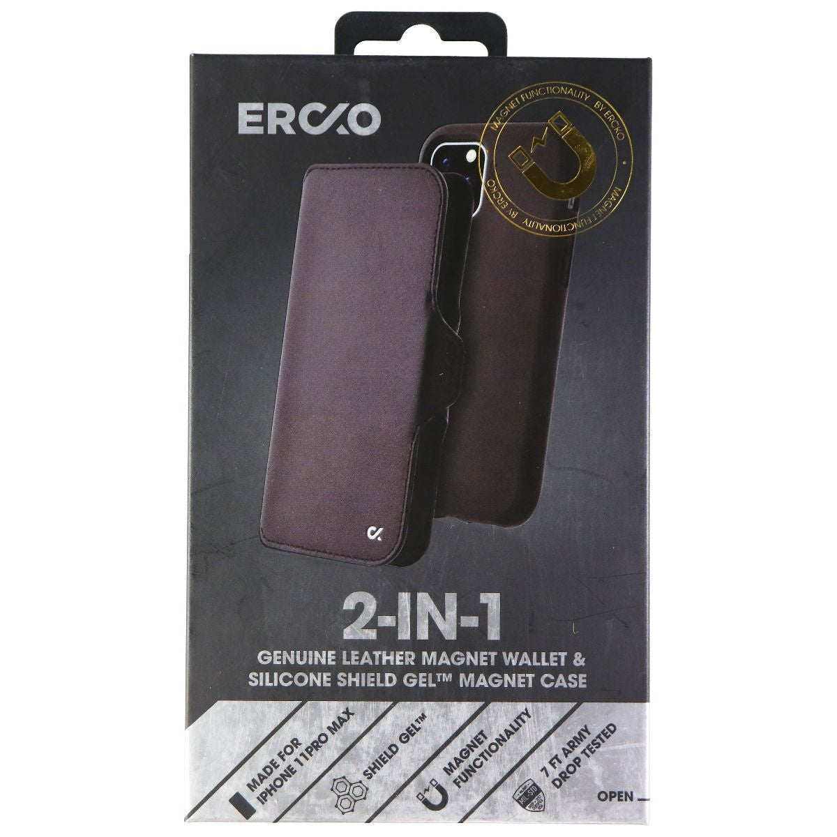 Ercko 2-in-1 Magnet Wallet Leather Case for Apple iPhone 11 Pro Max - Black Cell Phone - Cases, Covers & Skins Ercko - Simple Cell Bulk Wholesale Pricing - USA Seller