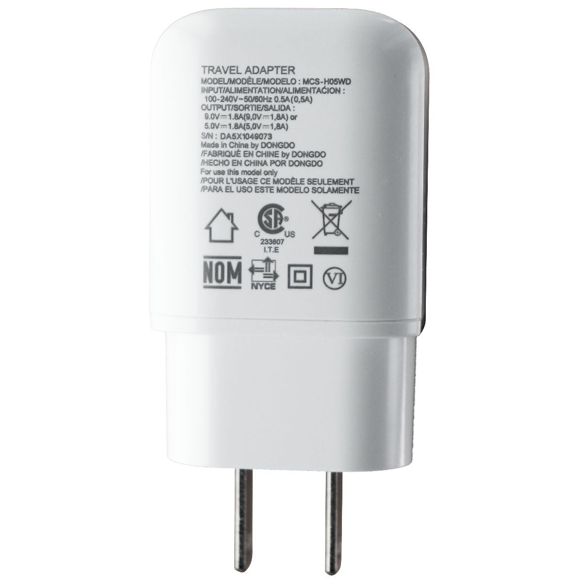 LG Fast Charge (5V/9V) Single USB Wall Charger/Adapter - White (MCS-H05W/ED) Cell Phone - Cables & Adapters LG - Simple Cell Bulk Wholesale Pricing - USA Seller
