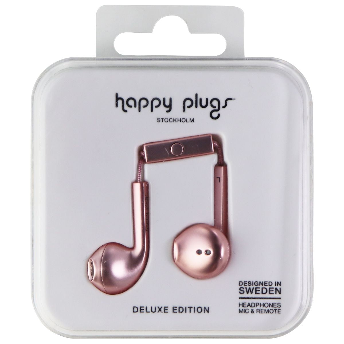Happy Plugs Earbud Plus Headphones With Mic & Remote (7827) - Pink Gold Portable Audio - Headphones Happy Plugs - Simple Cell Bulk Wholesale Pricing - USA Seller