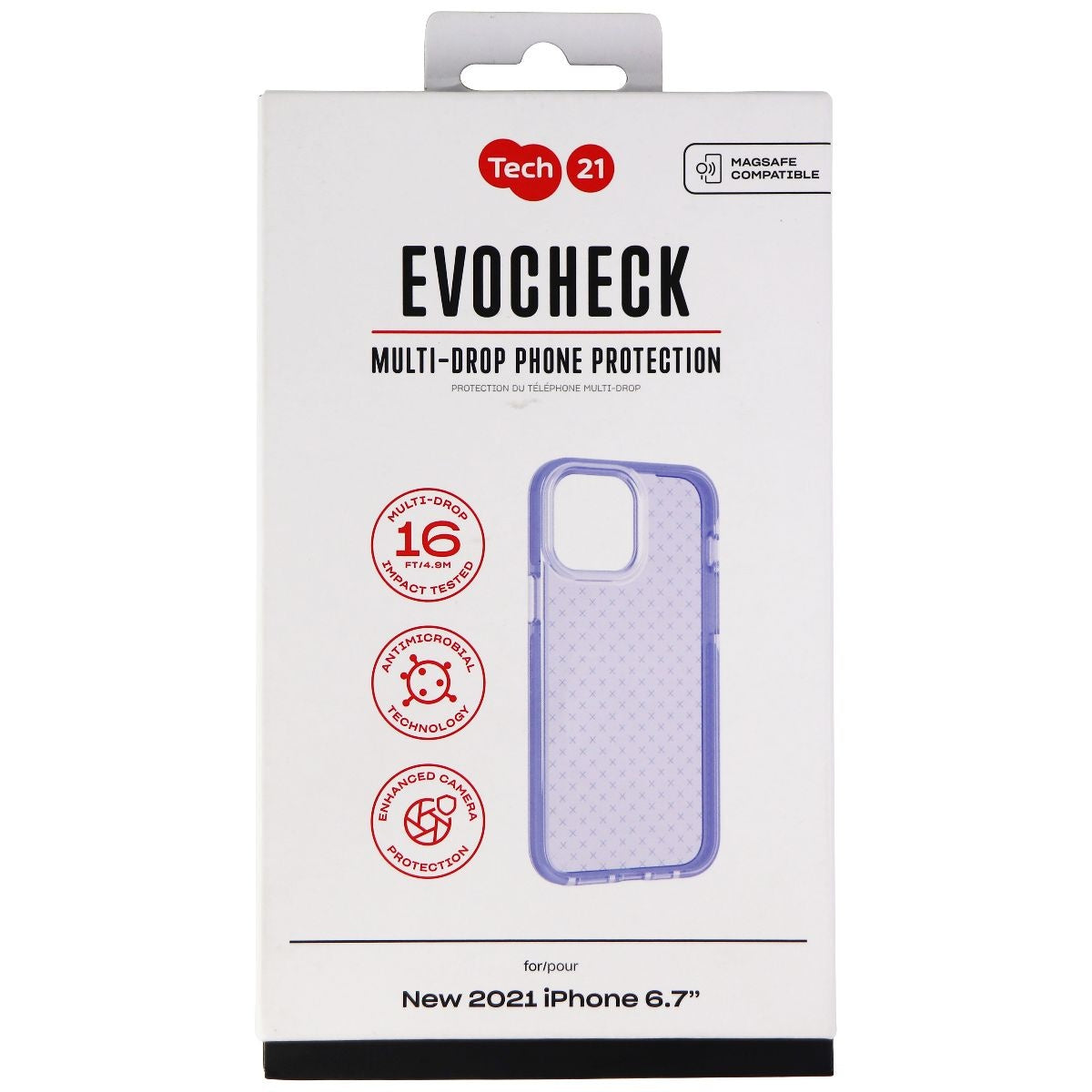 Tech21 Evo Check Flexible Gel Case for Apple iPhone 13 Pro Max - Lavender Cell Phone - Cases, Covers & Skins Tech21 - Simple Cell Bulk Wholesale Pricing - USA Seller