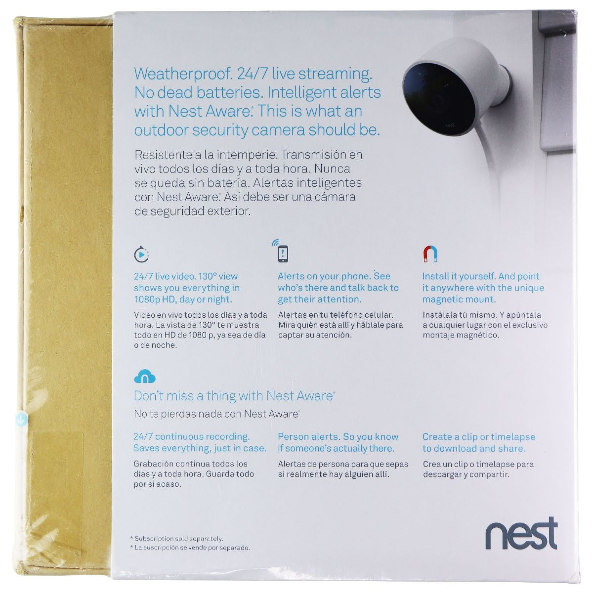 Nest Cam Outdoor Wi-Fi 1080p Security Camera with Night Vision - White NC2100ES Home Surveillance - Security Cameras Google - Simple Cell Bulk Wholesale Pricing - USA Seller