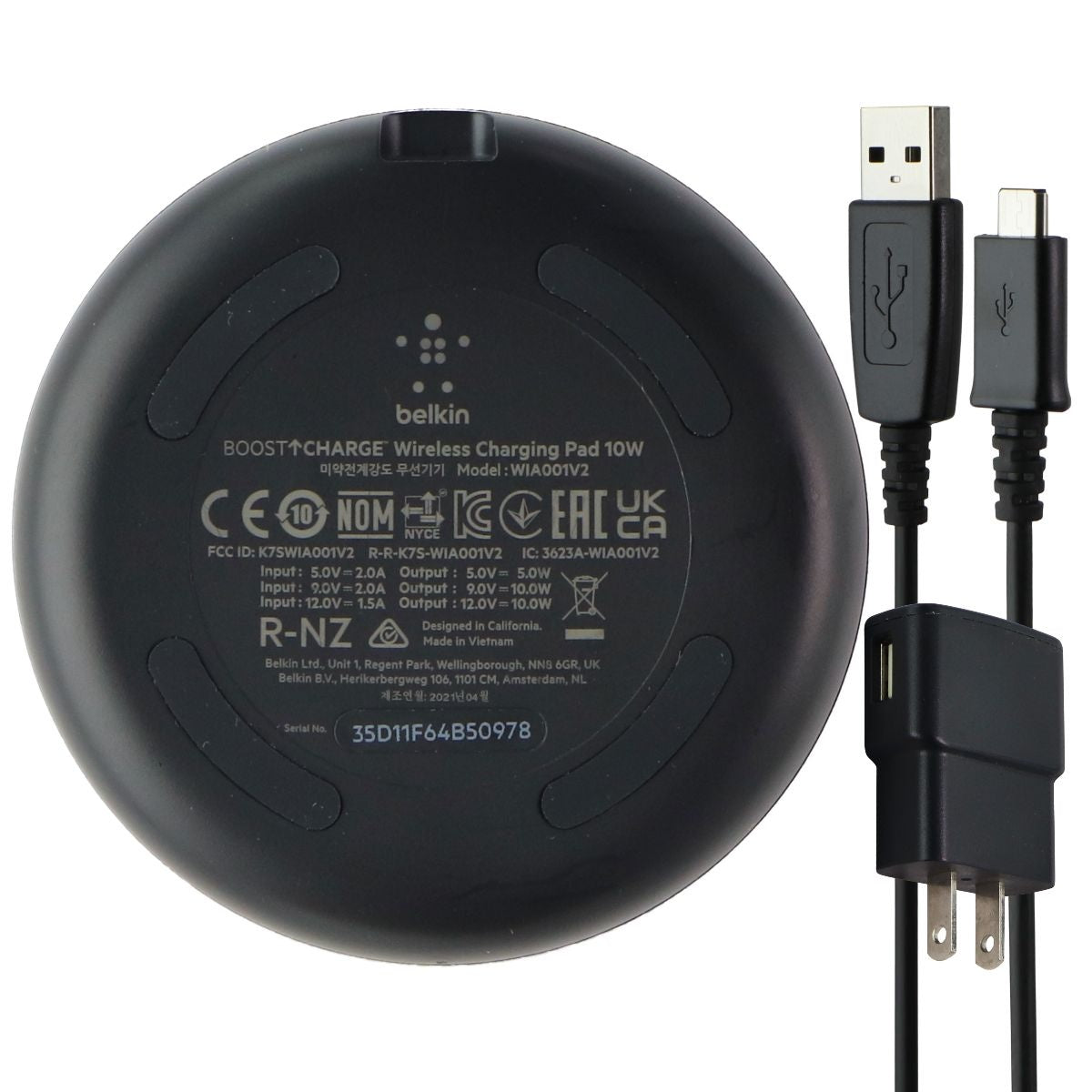 Belkin BoostCharge Wireless 10W Charging Pad - Black (WIA001V2) Cell Phone - Chargers & Cradles Belkin - Simple Cell Bulk Wholesale Pricing - USA Seller