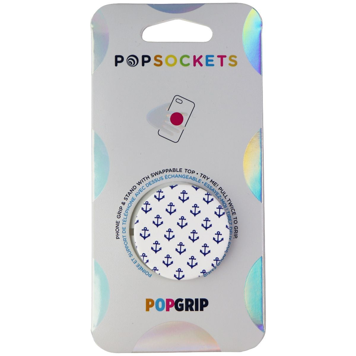 PopSockets: PopGrip Expanding Stand & Grip w/ Swappable Top - Anchors Away White Cell Phone - Mounts & Holders PopSockets - Simple Cell Bulk Wholesale Pricing - USA Seller