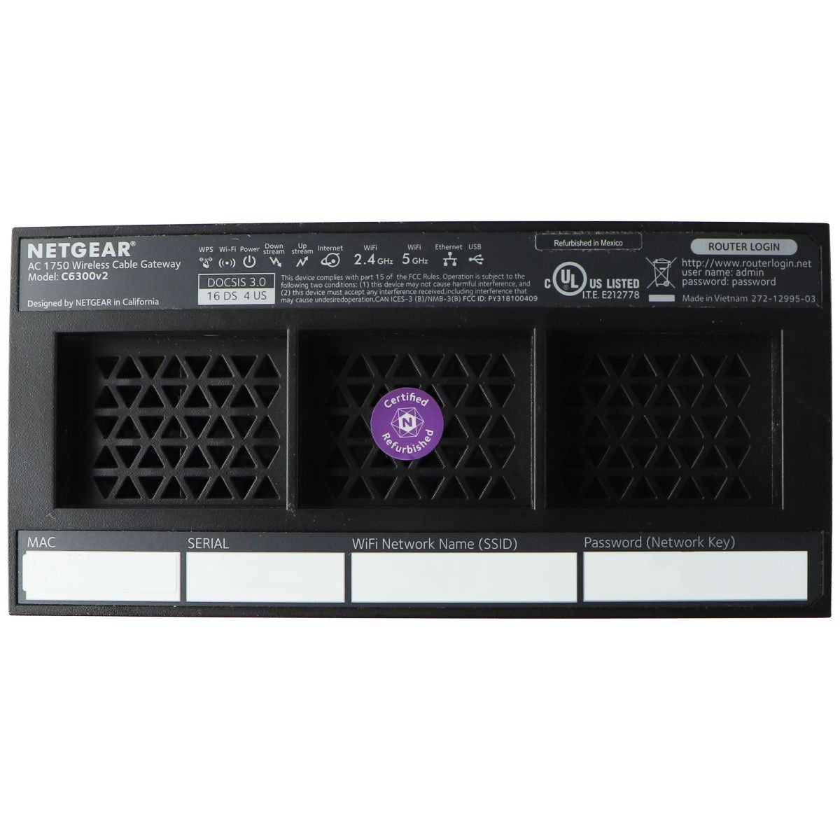 NETGEAR (C6300v2) DOCSIS 3.0 WiFi Cable Modem Router with AC1750 Modem-Router Combos Netgear - Simple Cell Bulk Wholesale Pricing - USA Seller