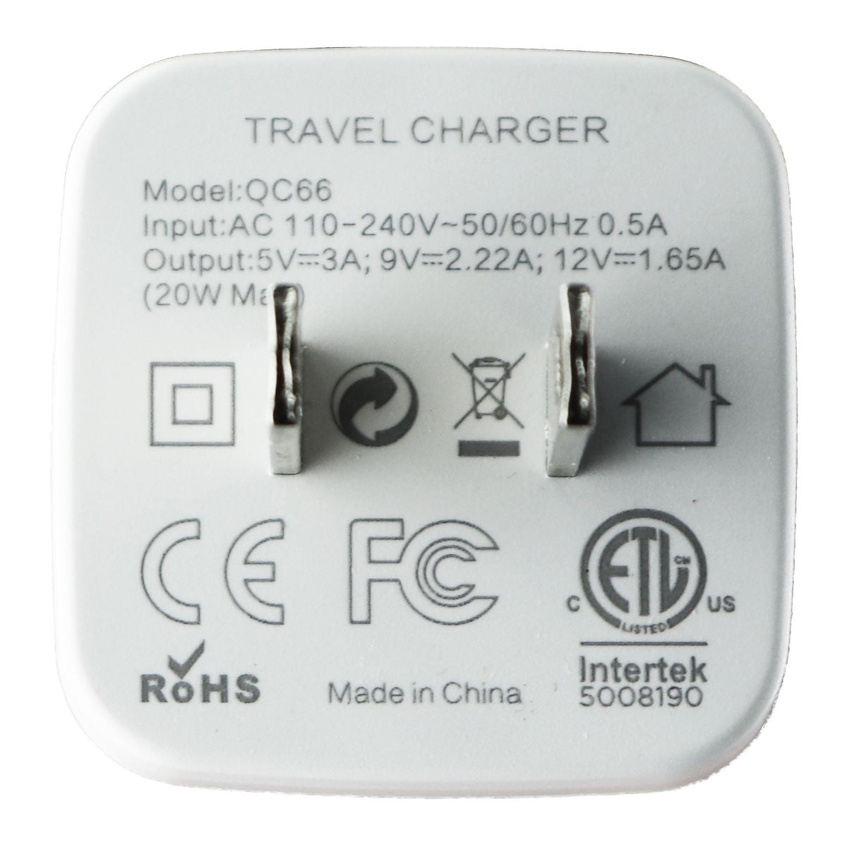 PowerPeak (20W) Compact Fast Charge (USB-C) PD Wall Charger - White (QC66) Cell Phone - Chargers & Cradles PowerPeak - Simple Cell Bulk Wholesale Pricing - USA Seller