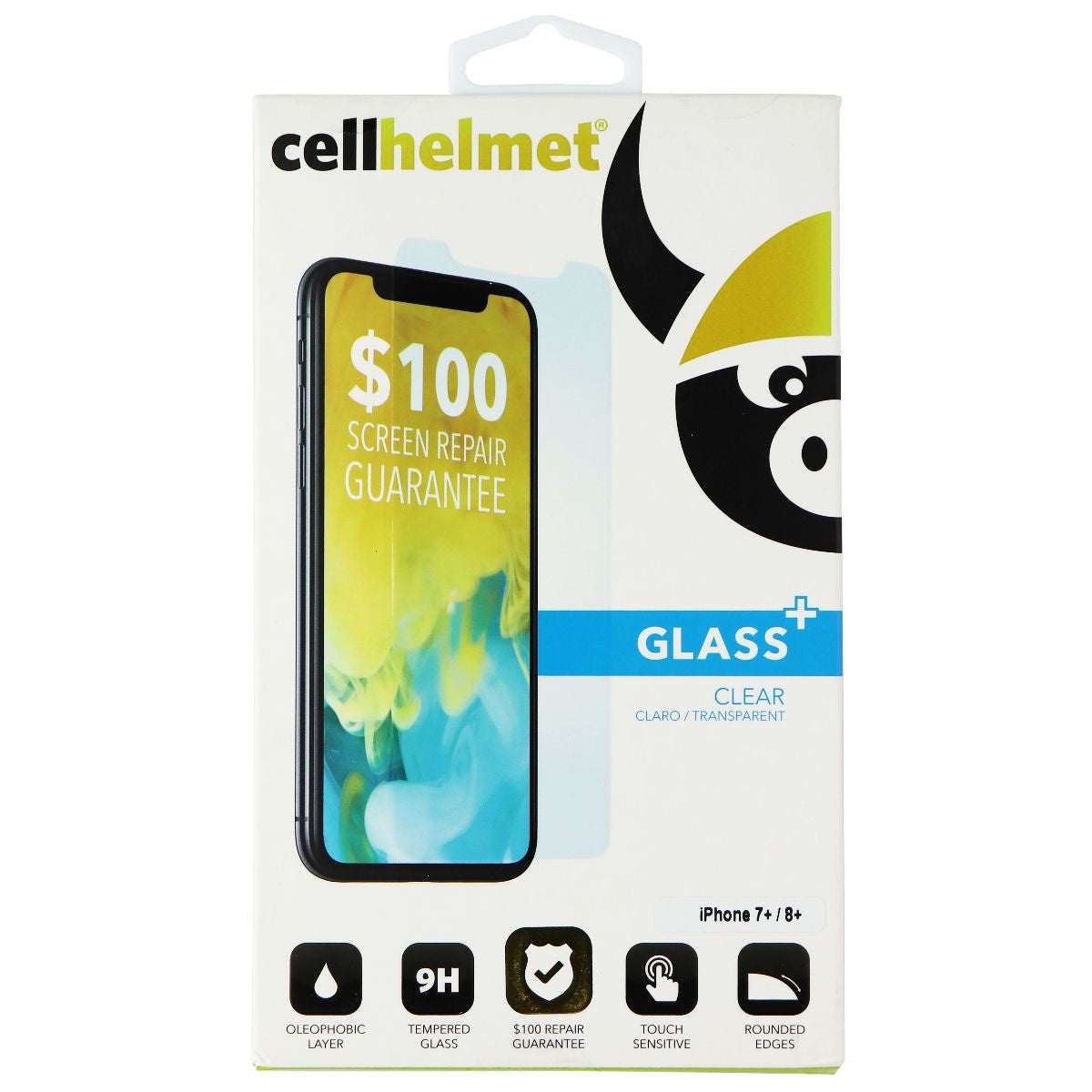 CellHelmet (Glass+) Clear Screen Protector for Apple iPhone 8 Plus/7 Plus Cell Phone - Screen Protectors CellHelmet - Simple Cell Bulk Wholesale Pricing - USA Seller