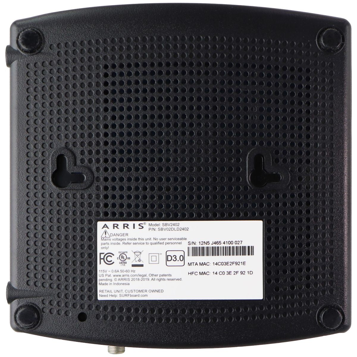 ARRIS SURFboard SBV2402 DOCSIS 3.0 Cable Modem Networking - Modems Arris - Simple Cell Bulk Wholesale Pricing - USA Seller