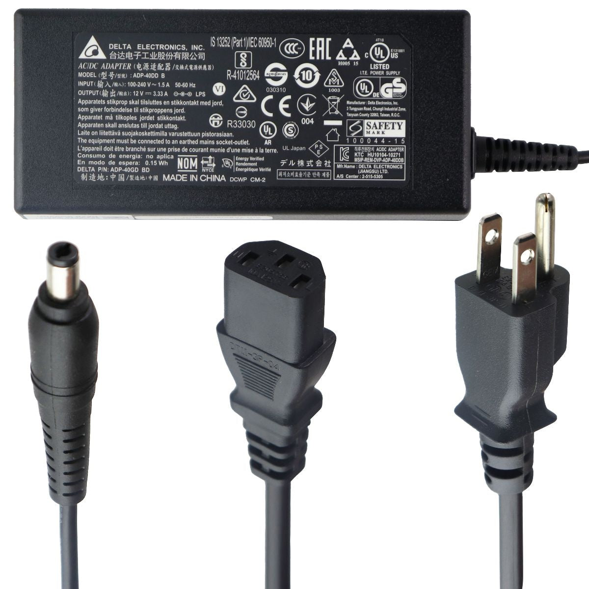 Delta Electronics (12V/3.33A) AC/DC Adapter Power Supply - Black (ADP-40DD B) Multipurpose Batteries & Power - Multipurpose AC to DC Adapters Delta Electronics - Simple Cell Bulk Wholesale Pricing - USA Seller