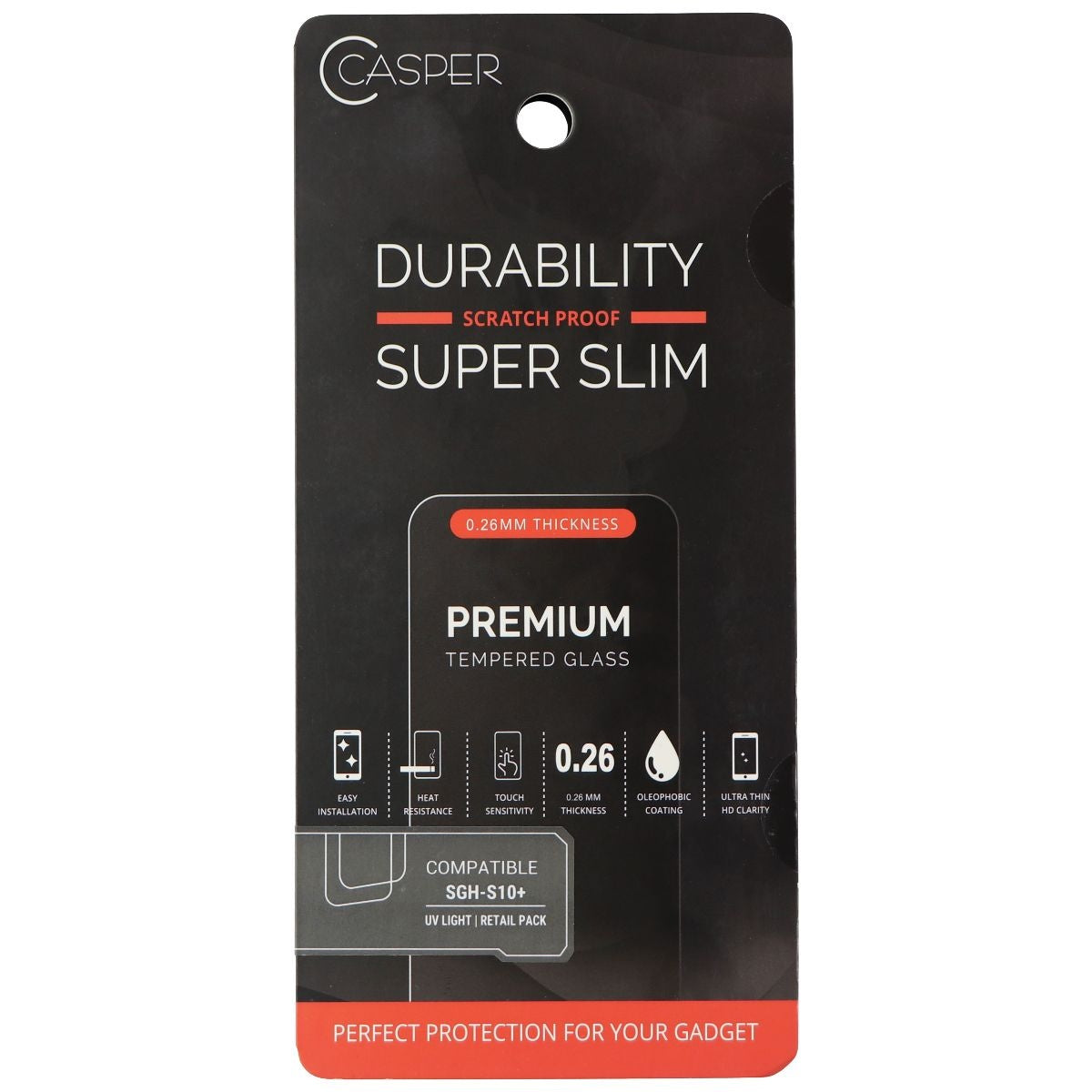 Casper Durability Super Slim 0.26mm Tempered Glass for Samsung Galaxy S10+ Plus Cell Phone - Screen Protectors Casper - Simple Cell Bulk Wholesale Pricing - USA Seller