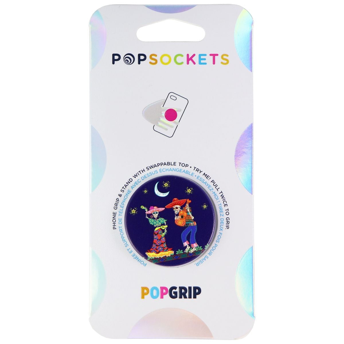 PopSockets: PopGrip Expanding Stand and Grip with Swappable Top - Noche De Baile Cell Phone - Mounts & Holders PopSockets - Simple Cell Bulk Wholesale Pricing - USA Seller