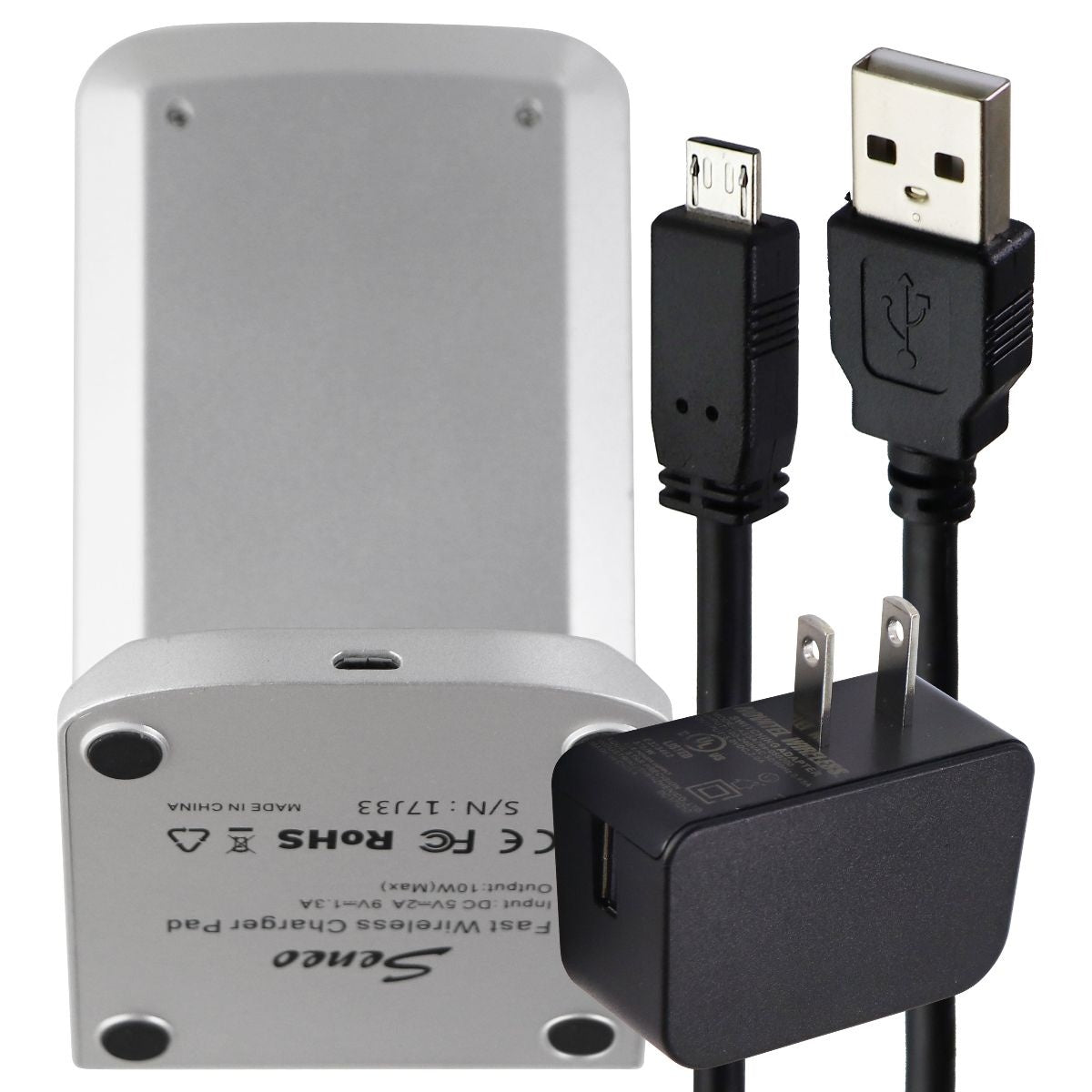 Seneo (10-Watt) Fast Wireless Charger Pad for Qi Devices - Silver Cell Phone - Chargers & Cradles SENEO - Simple Cell Bulk Wholesale Pricing - USA Seller