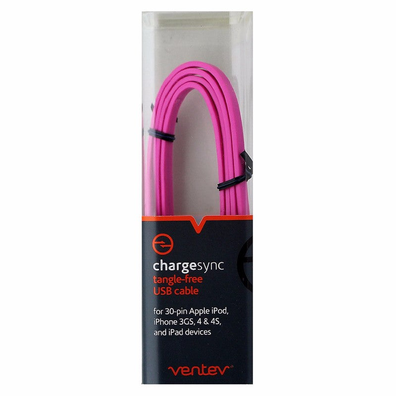 Ventev ( 529927) Charge/Sync tangle-free USB Cable for 30 Pin Devices - Pink Cell Phone - Cables & Adapters Ventev - Simple Cell Bulk Wholesale Pricing - USA Seller
