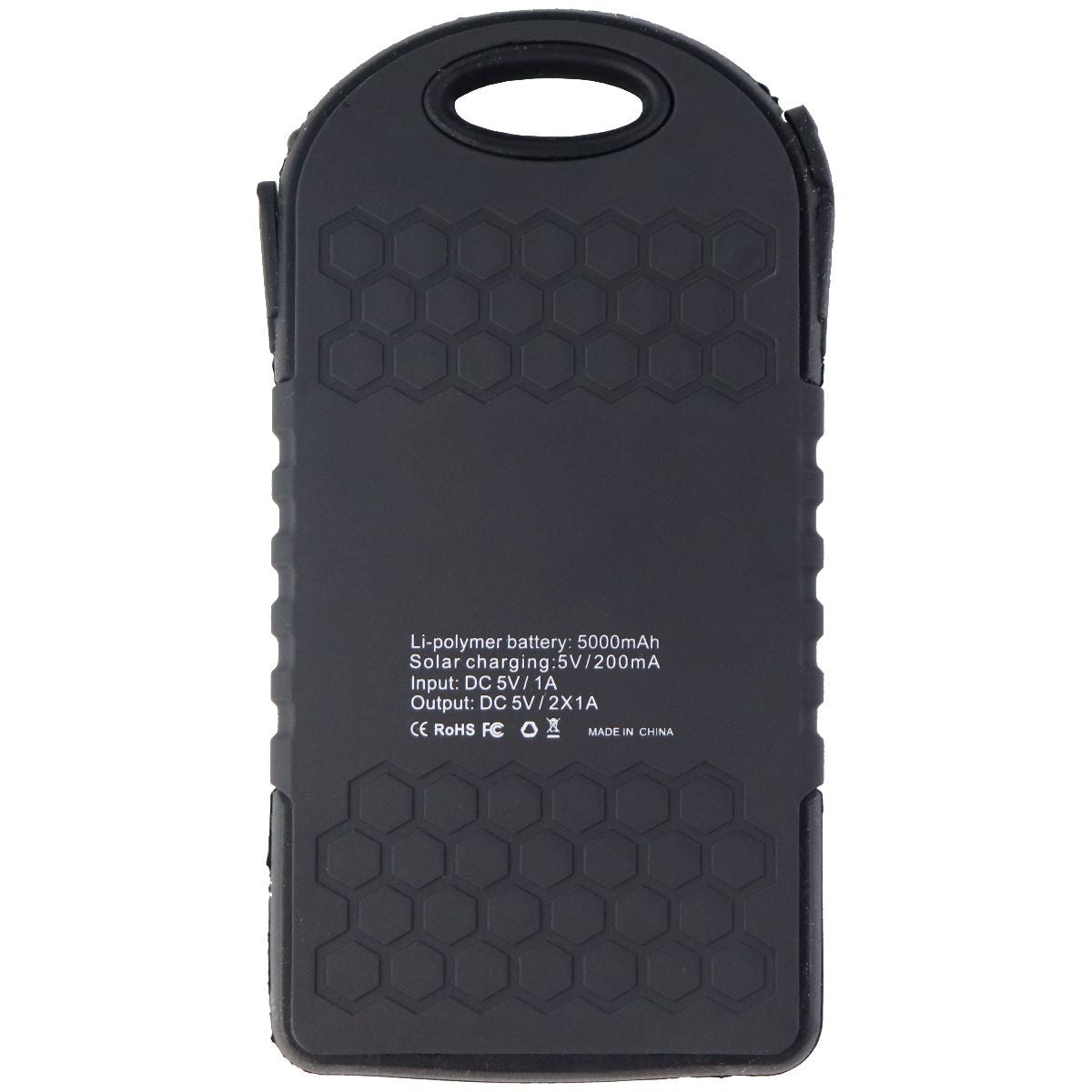 Solar Charging 5000mAh USB Power Bank Portable Charger - Matte Black Cell Phone - Chargers & Cradles Unbranded - Simple Cell Bulk Wholesale Pricing - USA Seller