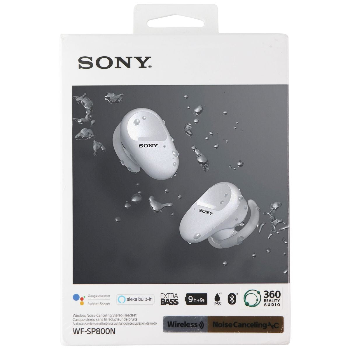 Sony WF-SP800N True Wireless Noise-Cancelling In-Ear Headphones - White Portable Audio - Headphones Sony - Simple Cell Bulk Wholesale Pricing - USA Seller