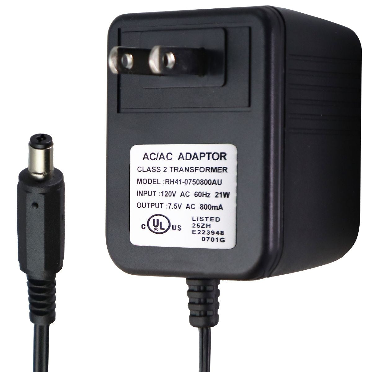 AC/AC Adapter Wall Charger 7.5V/800mA Power Adapter - Black (RH41-0750800AU) Multipurpose Batteries & Power - Multipurpose AC to DC Adapters Unbranded - Simple Cell Bulk Wholesale Pricing - USA Seller