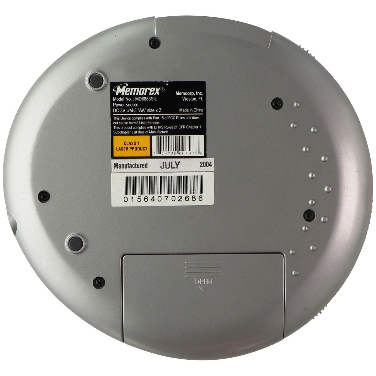 Memorex Portable CD Player and Radio (UNIT ONLY) (MD6883SIL) Portable Audio & Headphones - Personal CD Players Memorex - Simple Cell Bulk Wholesale Pricing - USA Seller