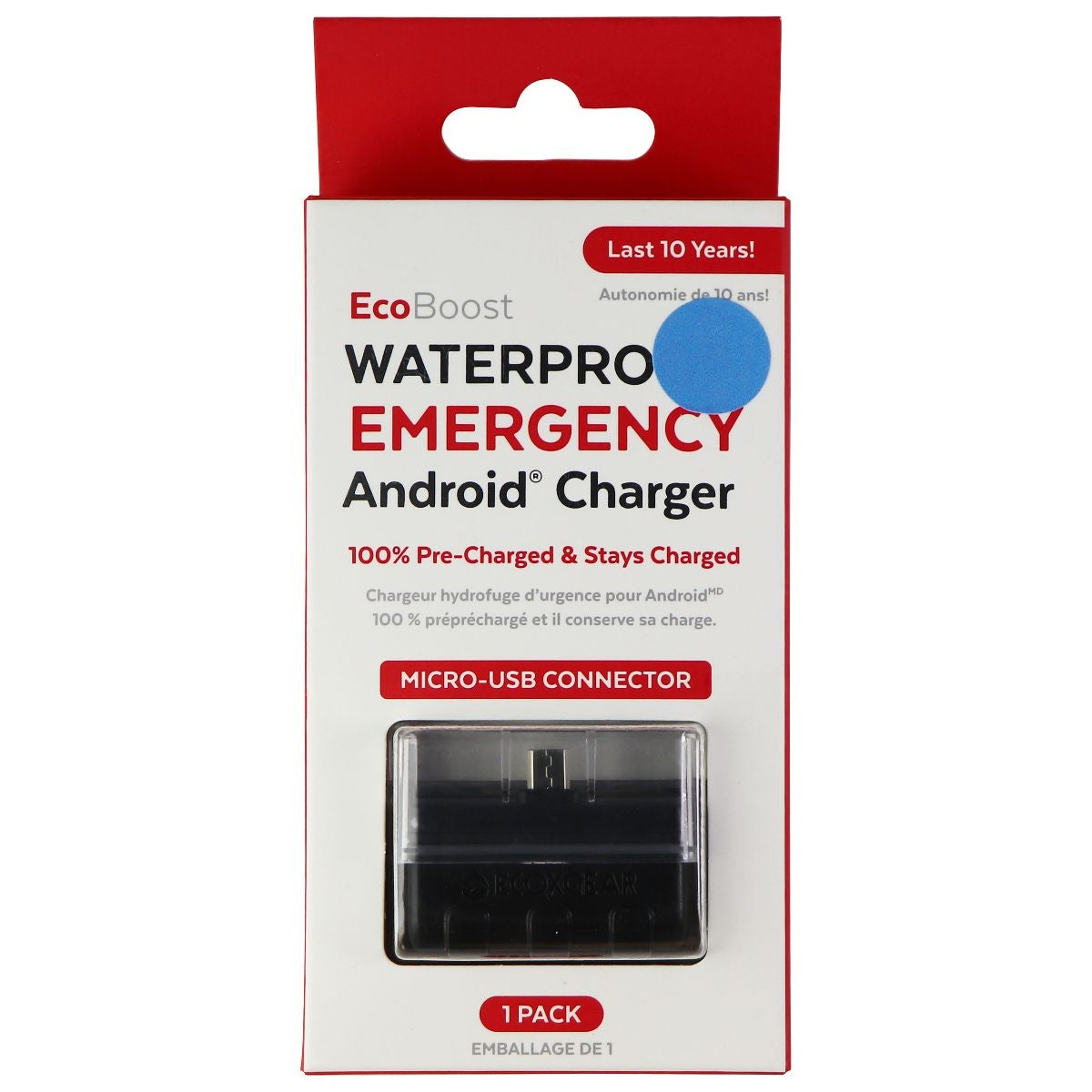 EcoBoost Waterproof Emergency Mini Battery Bank for Micro-USB Devices - Black Cell Phone - Chargers & Cradles ECOXGEAR - Simple Cell Bulk Wholesale Pricing - USA Seller