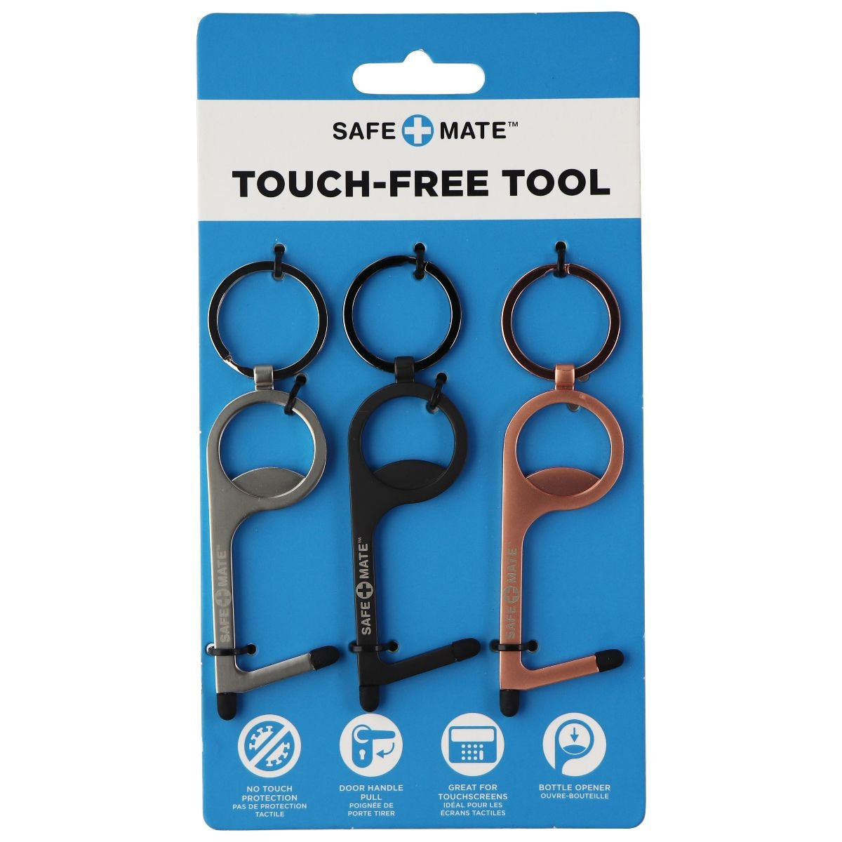 Safe-Mate x Case-Mate - Touchless Door Opener Keyring/Stylus 3 Pack (SM044284) Cell Phone - Other Accessories Case-Mate - Simple Cell Bulk Wholesale Pricing - USA Seller