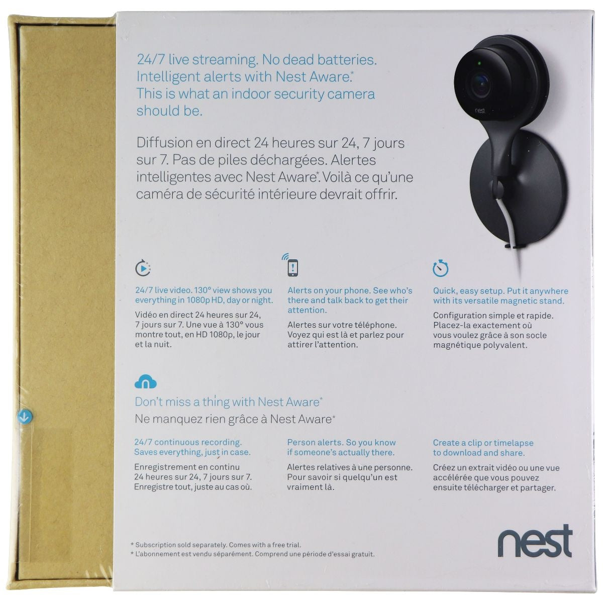 Google Nest Cam Indoor Security Camera - Black (NC1102EF) Home Surveillance - Security Cameras Google - Simple Cell Bulk Wholesale Pricing - USA Seller