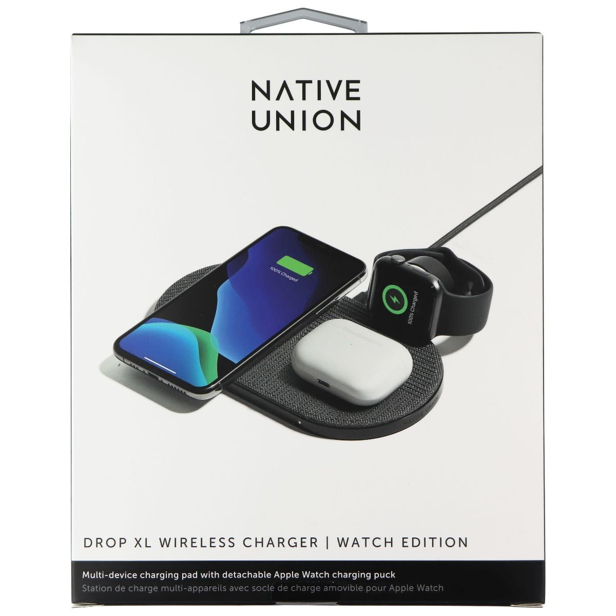 Native Union Drop XL Wireless Charger (Watch Edition) - Gray Cell Phone - Chargers & Cradles DROP - Simple Cell Bulk Wholesale Pricing - USA Seller
