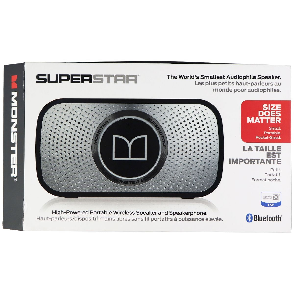 Monster SuperStar Portable Wireless Speaker and Speakerphone Silver and Black Cell Phone - Audio Docks & Speakers Monster - Simple Cell Bulk Wholesale Pricing - USA Seller