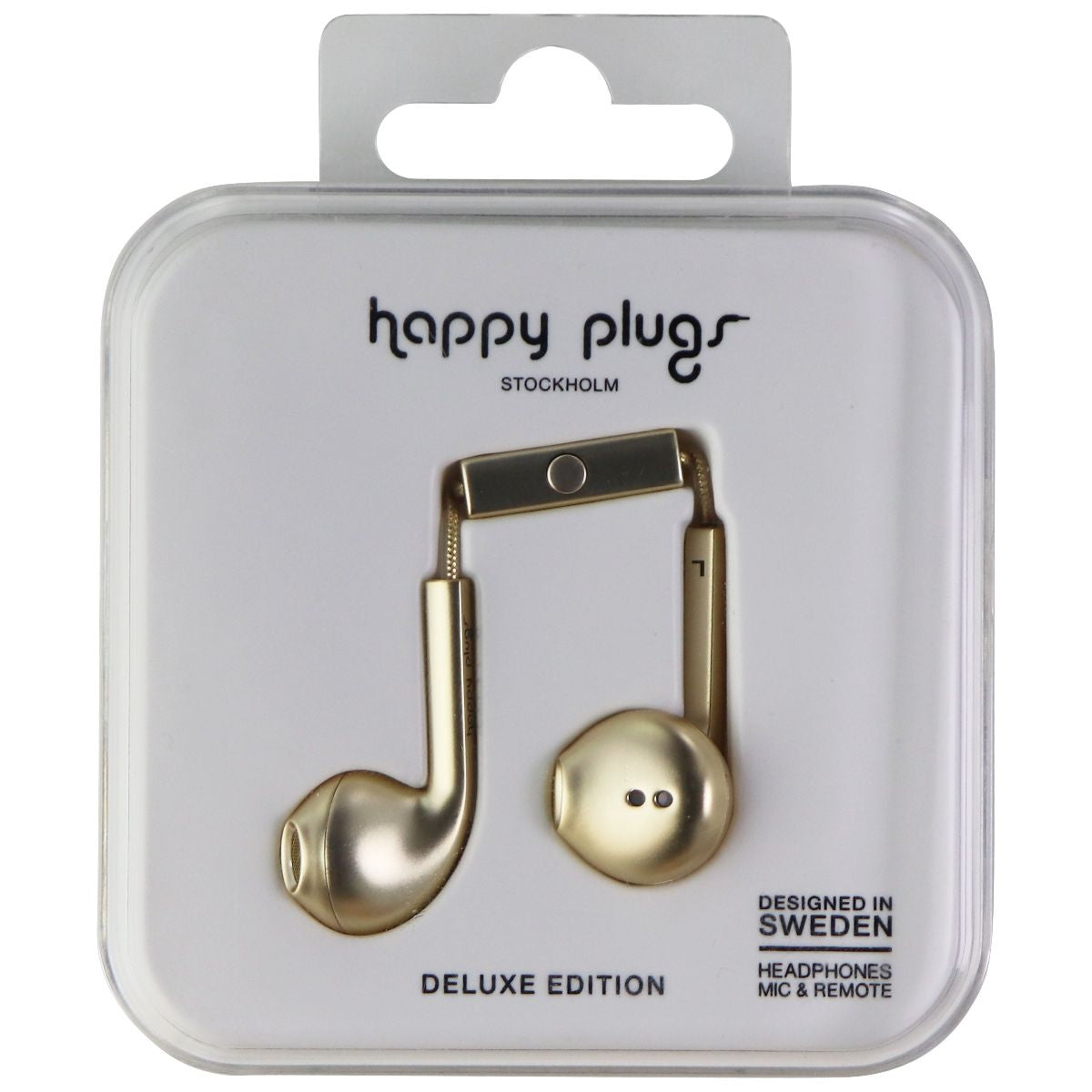 Happy Plugs Earbud Headphones With Mic & Remote (7727) - Deluxe Gold Champagne Portable Audio - Headphones Happy Plugs - Simple Cell Bulk Wholesale Pricing - USA Seller