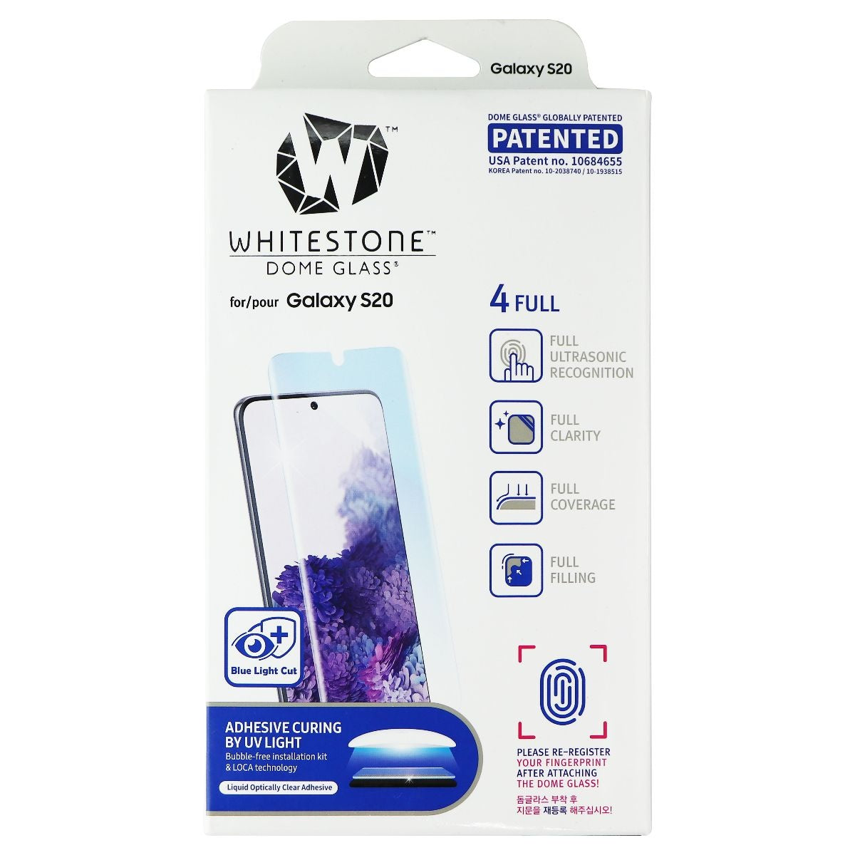 Whitestone Dome Glass for Samsung Galaxy S20 Smartphones - Clear Cell Phone - Screen Protectors Whitestone - Simple Cell Bulk Wholesale Pricing - USA Seller