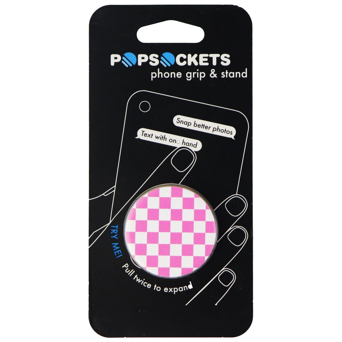 PopSockets: Collapsible Grip & Stand for Phones and Tablets - Checker Pink Cell Phone - Mounts & Holders PopSockets - Simple Cell Bulk Wholesale Pricing - USA Seller