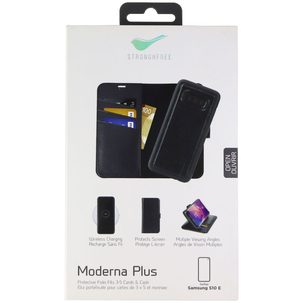 StrongNFree Moderna Plus Series Wallet Case for Samsung S10e - Black Cell Phone - Cases, Covers & Skins StrongNFree - Simple Cell Bulk Wholesale Pricing - USA Seller
