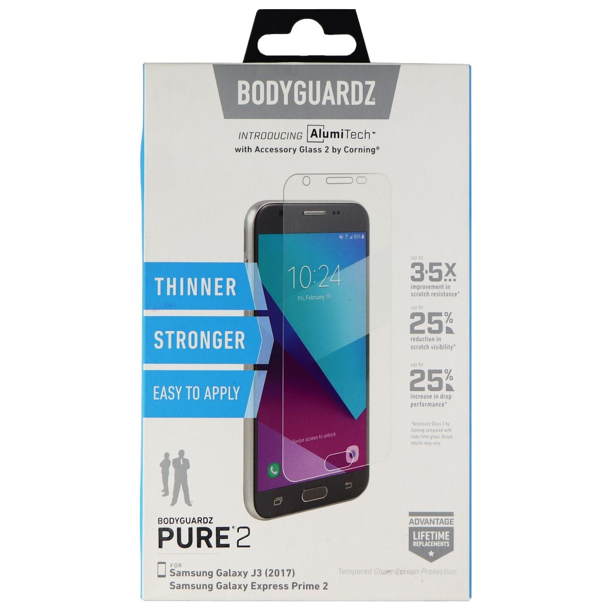 BodyGuardz Pure 2 Series Tempered Glass for Samsung Galaxy J3 (2017) - Clear Cell Phone - Screen Protectors BODYGUARDZ - Simple Cell Bulk Wholesale Pricing - USA Seller
