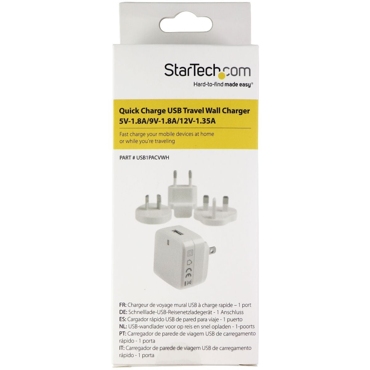 StarTech Quick Charge USB Travel Wall Charger for UK, Europe, & Australia Cell Phone - Chargers & Cradles StarTech - Simple Cell Bulk Wholesale Pricing - USA Seller