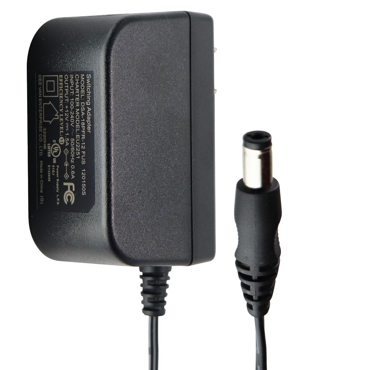 Dee Van (12V/1.5A) Switching Adapter Wall Power Supply - Black (EU2251) Multipurpose Batteries & Power - Multipurpose AC to DC Adapters Dee Van Enterprise - Simple Cell Bulk Wholesale Pricing - USA Seller