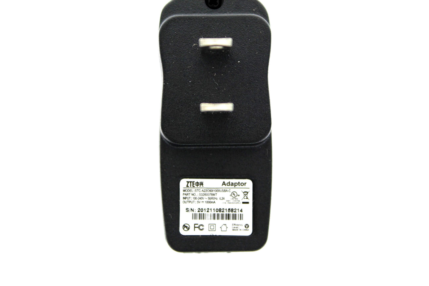 ZTE (STC - A22O501USB-C) Adapter (1000mAh / 1 Amp) for USB Devices - Black Cell Phone - Cables & Adapters ZTE - Simple Cell Bulk Wholesale Pricing - USA Seller